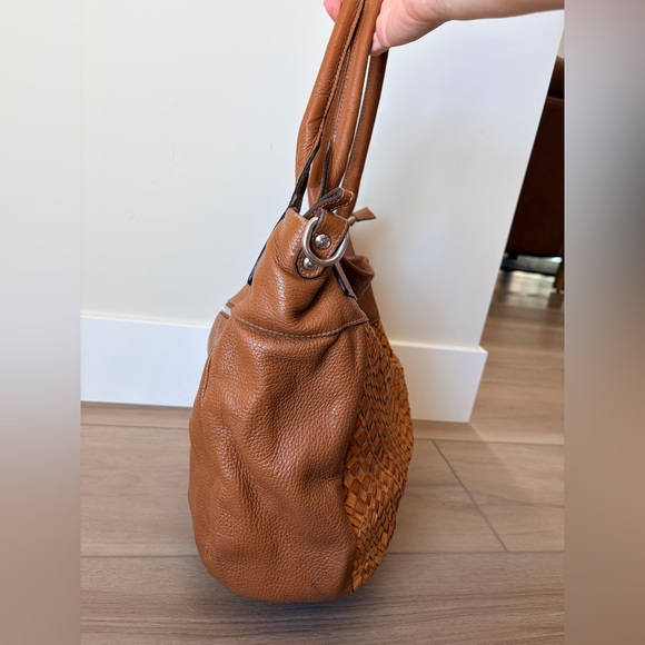 Sundance Woven Boho Soft Leather Weave Brown Shoulder Bag Satchel Purse Itay - Picture 2 of 9